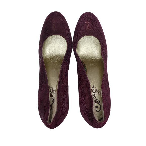 Seychelles Password Print Burgundy Paisley Embossed Leather Heels Pumps Womens 9 - Picture 7 of 15